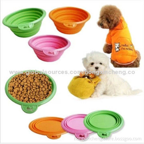 Silicon Mini Folding Pet Bowls, Foldable for Outdoors and Travel, Easy-Taking, for Pet Food or Water
